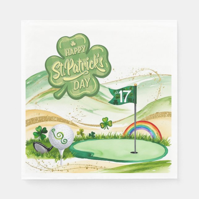 Golf St. Patrick's Day for Golfer with Flag Serviette (Vorderseite)