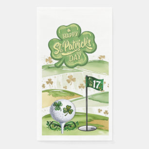Golf St. Patrick's Day for Golfer with Flag Serviette