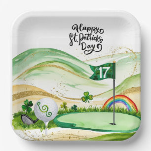 Golf St. Patrick's Day für Golfer mit Flagge  Pappteller