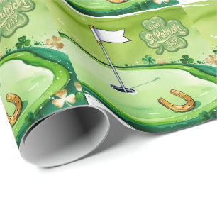 Golf St. Patrick's Day für Golfer Wasserfarbe Geschenkpapier