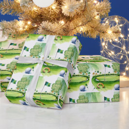 Golf St. Patrick's Day für Golfer Wasserfarbe Geschenkpapier