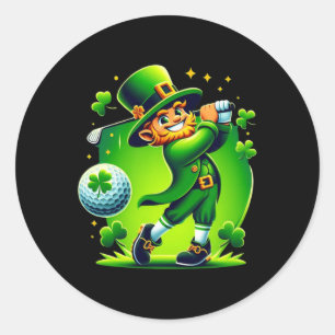Golf St. Patricks Day Golf Irisches Golfen  Runder Aufkleber