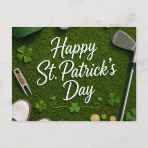 Golf St. Patrick's Day mit Golfball für Golfer Feiertagspostkarte