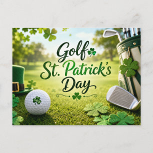 Golf St. Patrick's Day mit Golfball für Golfer Feiertagspostkarte