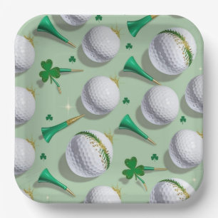 Golf St. Patrick's Day mit Golfball für Golfer Pappteller