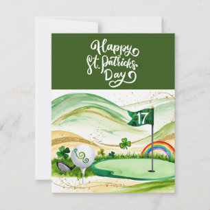 Golf St. Patrick's Day Watercolor Feiertagskarte