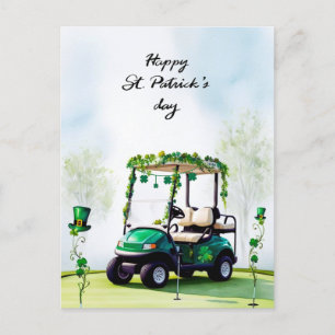 Golf St. Patrick's Day Watercolor Feiertagspostkarte
