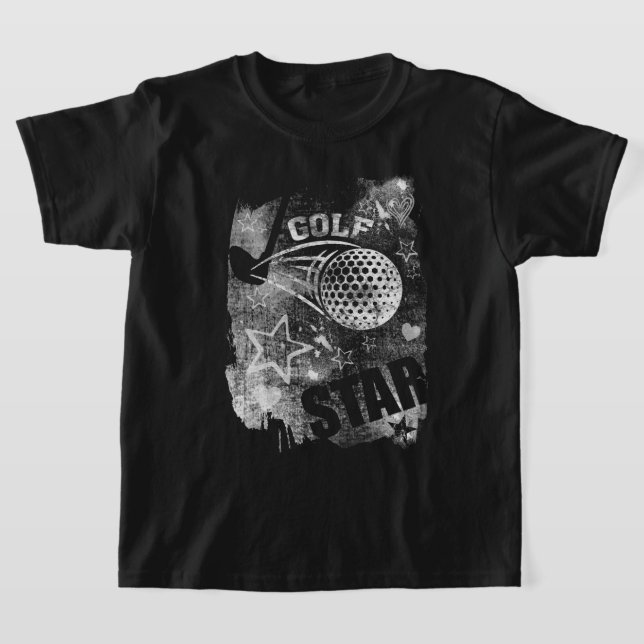 Golf Star, Black Grunge Golf T-Shirt (Ablage )