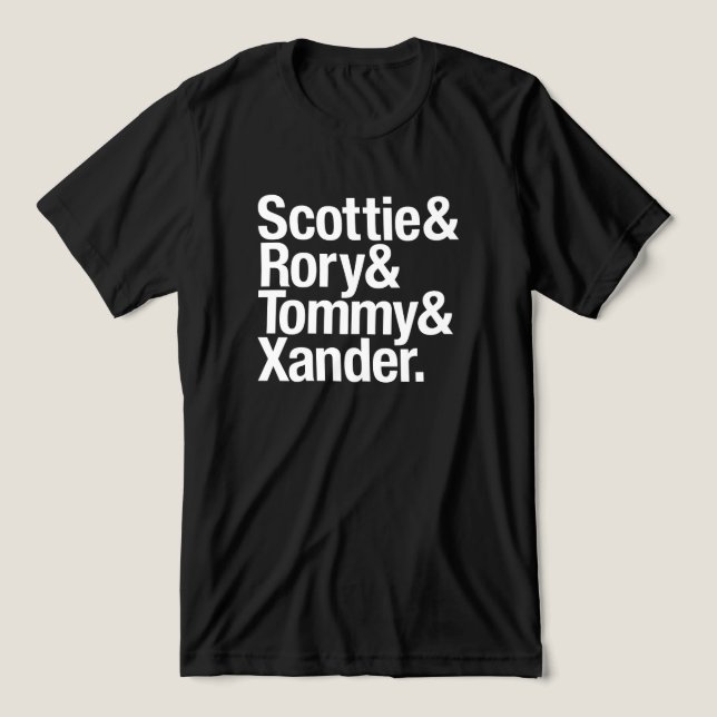 Golf Stars Name Stack Scottie Rory Tommy Xander Tri-Blend Shirt (Design Vorderseite)