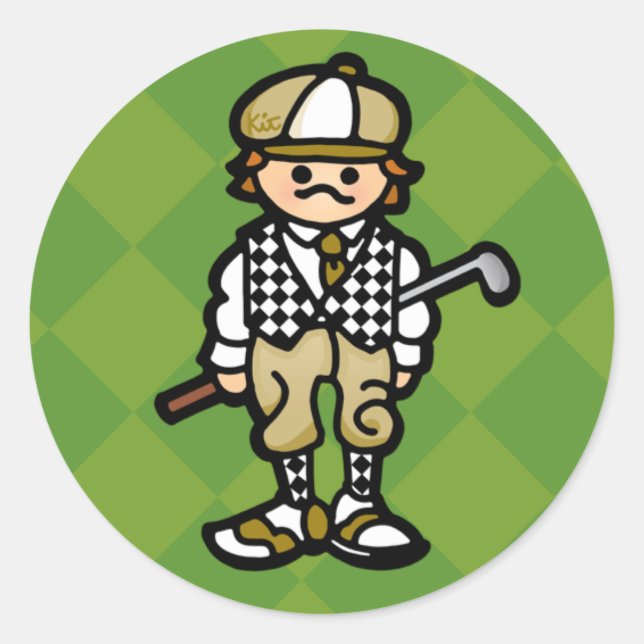 Golf STICKer. (siehe, STICK anstelle von CLUB. ega Runder Aufkleber (Vorderseite)