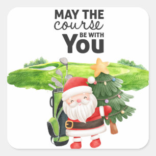 Golf Summer Christmas mit dem Weihnachtsmann unter Quadratischer Aufkleber