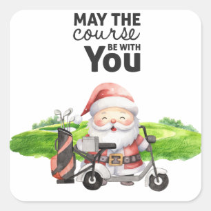 Golf Summer Christmas mit dem Weihnachtsmann unter Quadratischer Aufkleber