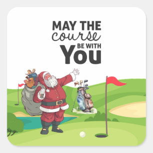 Golf Summer Christmas mit dem Weihnachtsmann unter Quadratischer Aufkleber