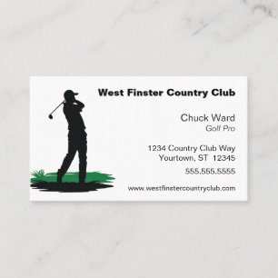 Golf Swing Silhouette Golf Pro Country Club Visitenkarte