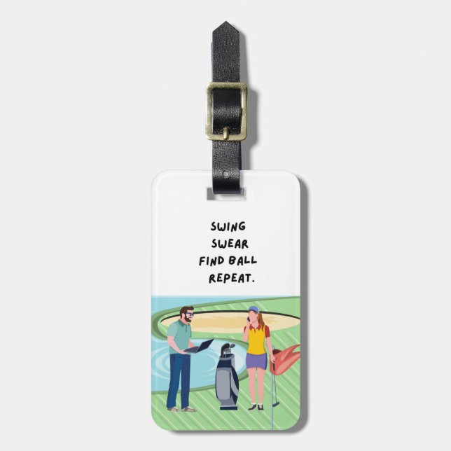 Golf Swing Sweet Finde Ball wiederholen Golfer Gepäckanhänger (Vorderseite vertikal)