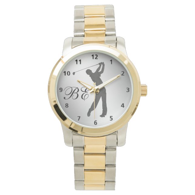 Golf Swinger Anpassbare Monogramm Armbanduhr (Vorderseite)