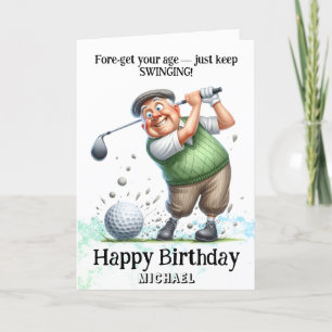 *~* Golf Swinging AP94 Funny Old Man Birthday Card Dankeskarte
