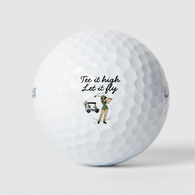 Golf T-Shirt es hoch. Lass es Fliege Golfer Golfball (Vorderseite)