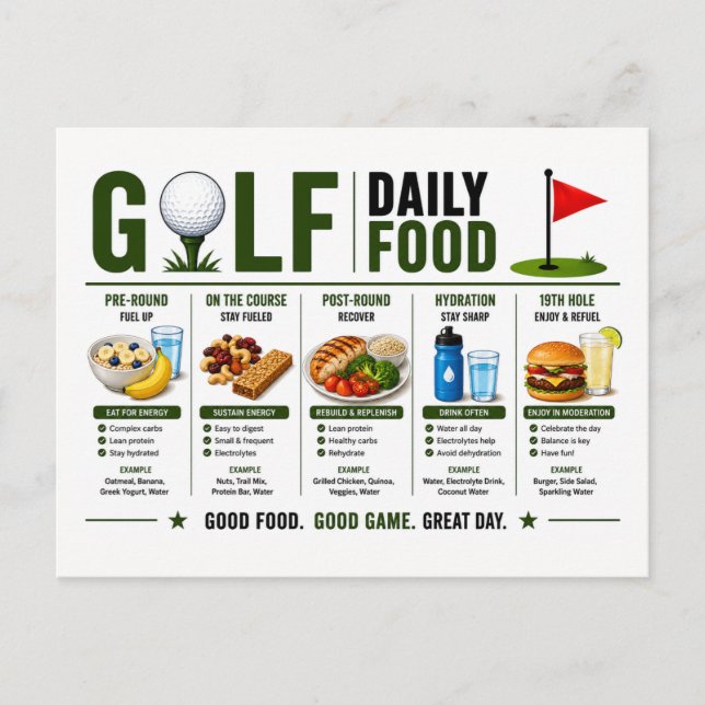 Golf-Tagesessen für Golfer Postkarte (Vorderseite)