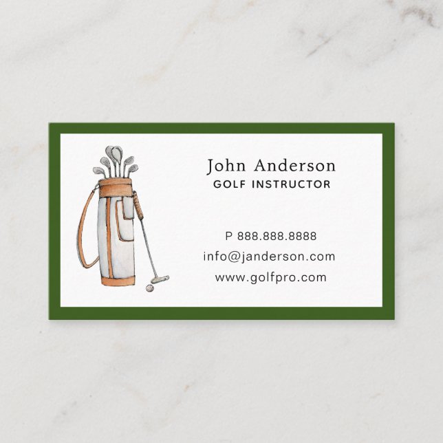 Golf-Tasche Golf pro oder Instructor Business Card Visitenkarte (Vorderseite)