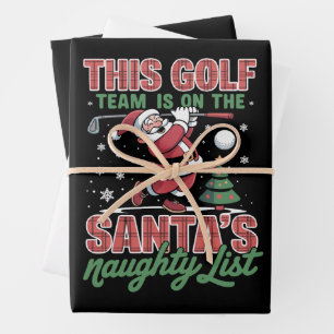 Golf Team steht auf Santas unartiger Liste Xmas Sa Geschenkpapier Set