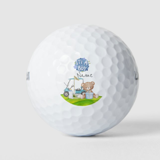 Golf Teddy Bear It's Boy for Baby Shower Golfball (Vorderseite)