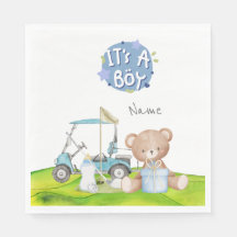 Golf Teddy Bear It's Boy for Baby Shower Napkins