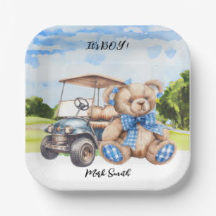 Golf Teddy Bear It's Boy for Baby Shower Pappteller