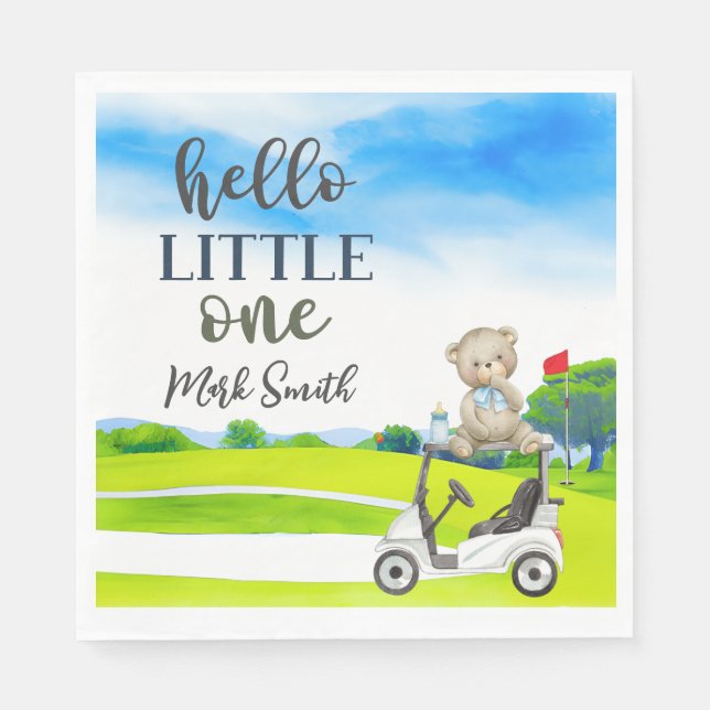 Golf Teddy Bear It's Boy for Baby Shower Serviette (Vorderseite)