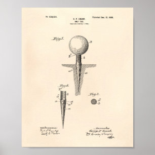 Golf Tee 1899 Patent Kunst - Alter Pepi Poster