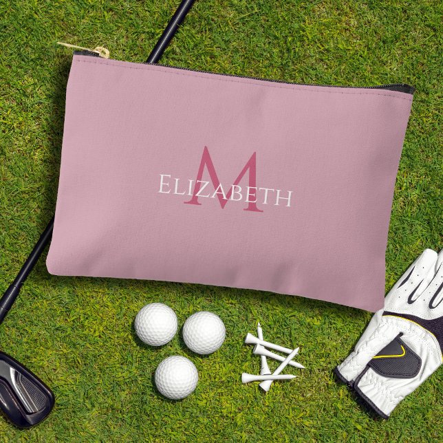 Golf Tee Golfer Pink Monogram Modern Accessory  Zubehörtasche (Golf Tee Golfer Pink Monogram Modern Accessory Accessory Pouch)