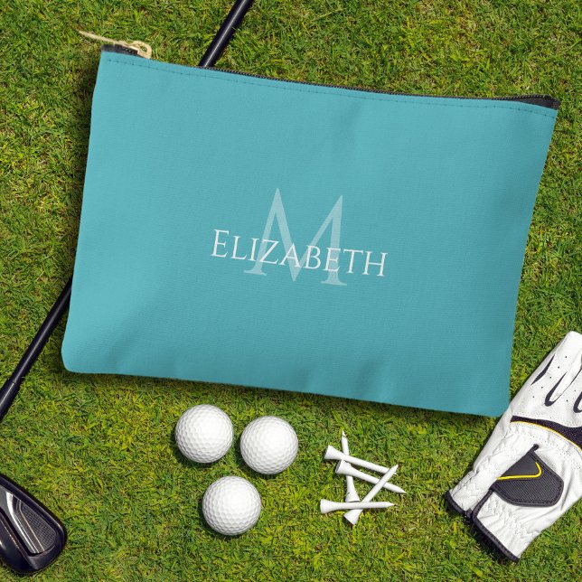 Golf Tee Golfer Teal Monogram Modern Accessory  Zubehörtasche (Golf Tee Golfer Teal Monogram Modern Accessory Accessory Pouch)