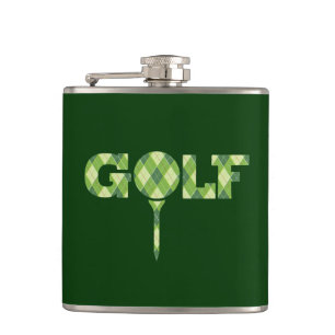 Golf Tee Logo Raute Grün kariert angesagte Maske Flachmann