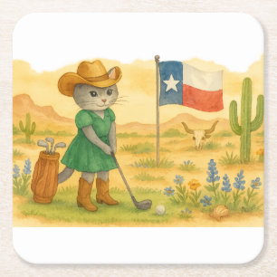 Golf Texas - Thema für Katzenliebhaber  Rechteckiger Pappuntersetzer