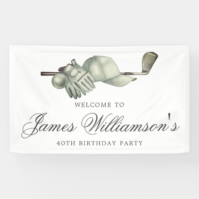 Golf Thema 40. Geburtstag Party Custom Willkommen Banner (Horizontal)