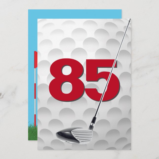 Golf-Thema 85. Geburtstag Einladung (Vorne/Hinten)
