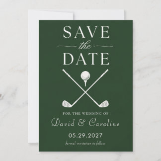 Golf-Thema Dunkelgrüne einfache moderne Hochzeit Save The Date