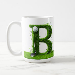 Golf-Thema Gras Buchstaben mit Bällen und Schläger Kaffeetasse