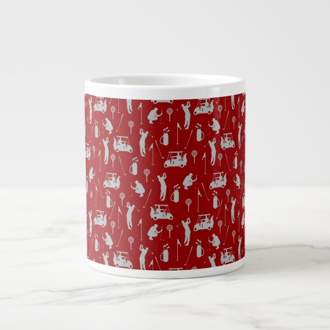 Golf thematisch mit Sackkarren Golfer auf Rot Jumbo-Tasse (Vorderseite)