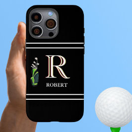 Golf Theme Custom Monogram Name Clubs iPhone 16 Pro Max Hülle