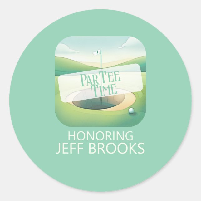 Golf Theme Green Party Runder Aufkleber (Vorderseite)