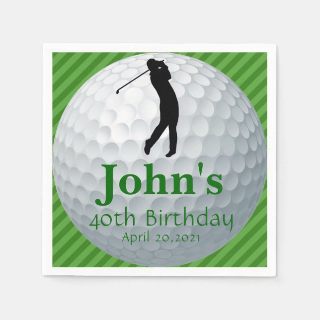 Golf Theme Man's Birthday Personalisiert Napkin Serviette (Vorderseite)