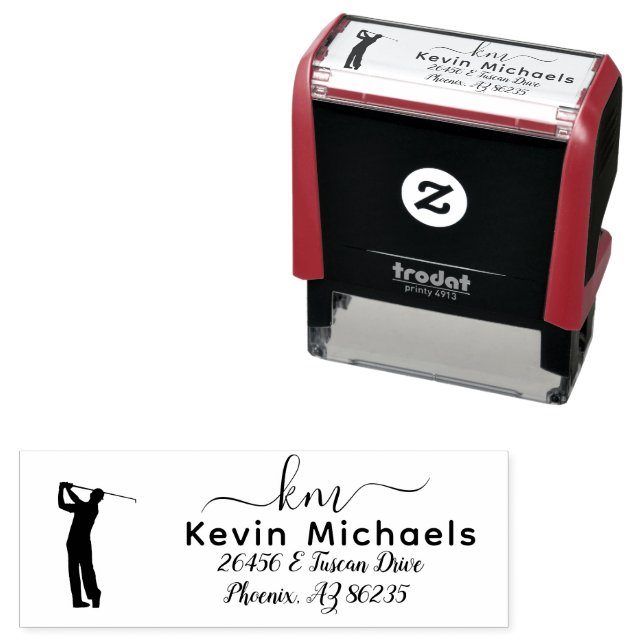 GOLF Theme Personalisiert Monogram Permastempel (Beispiel)