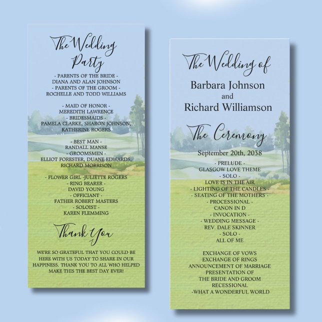 Golf Theme Wedding Order of Service Program (Von Creator hochgeladen)