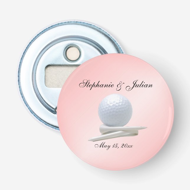 Golf Theme Wedding Pink Matchboxen Flaschenöffner (Vorderseite)