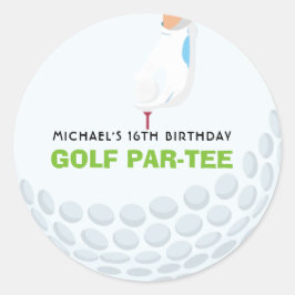 Golf Themed Birthday Classic Round Aufkleber