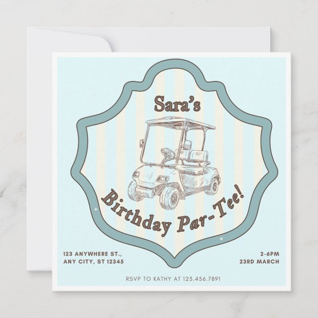 Golf Themed Geburtstagsparty Einladung (Vorderseite)