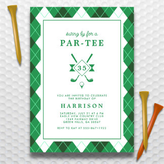 Golf Themed Geburtstagsparty jedes Alters Preppy G Einladung