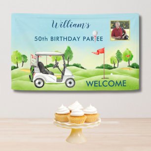 Golf-Themen-50. (jedes Alter) Foto-Geburtstags-Wil Banner