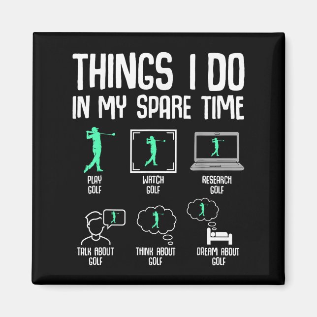Golf Things I Do In My Spare Time Golfer Kids Boys Magnet (Vorne)